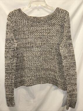 Old Navy Size Lg Open Knit Cropped Sweater Oatmeal Fishnet Boho Layering